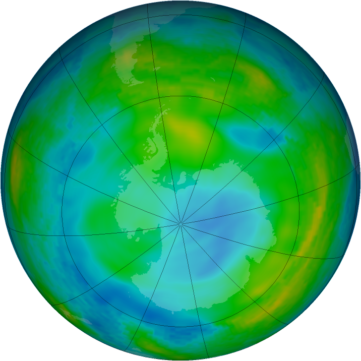 Antarctic ozone map for 05 June 1994